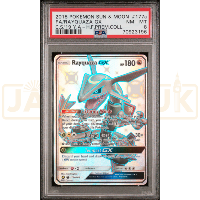Pokemon Rayquaza GX Holo Hidden Fates Premium Powers Collection 177a/168 English Graded Card PSA 8 #70923196