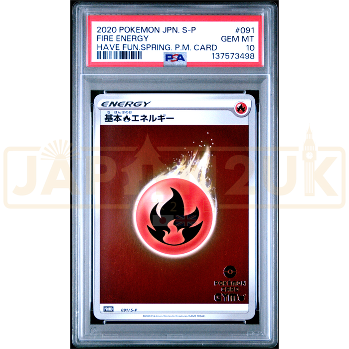 Pokemon Fire Energy Reverse Holo Have Fun. Spring, Pokemon Card. Campaign Phase 3 Promo 091/S-P Japanese Graded Card PSA 10 #137573498