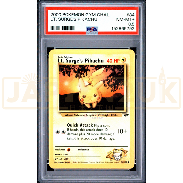 Pokemon Lt. Surge's Pikachu Gym Challenge 84/132 English Graded Card PSA 8.5 #152865792