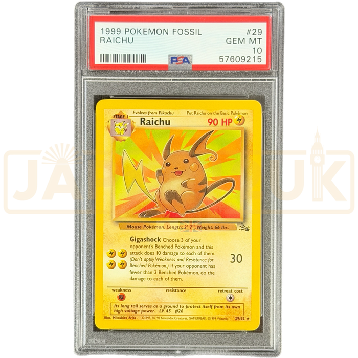 Pokemon Raichu Non Holo Fossil 29/62 English Graded Card PSA 10 #57609215