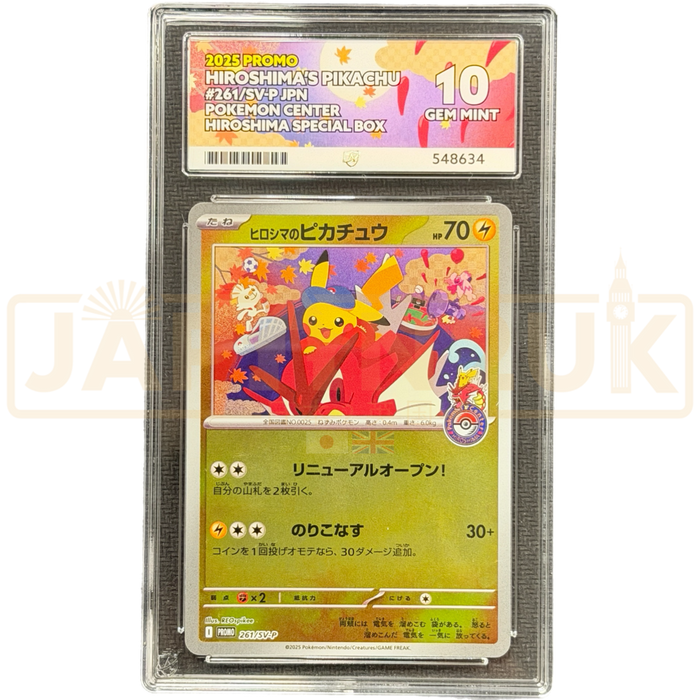 Pokemon Hiroshima's Pikachu Holo Pokemon Center Hiroshima Special Box Promo 261/SV-P Japanese Graded Card ACE 10 #548634