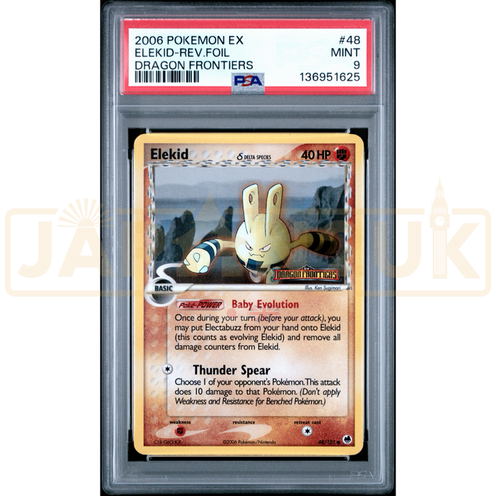 Pokemon Elekid Reverse Holo Dragon Frontiers 48/101 English Graded Card PSA 9 #136951625