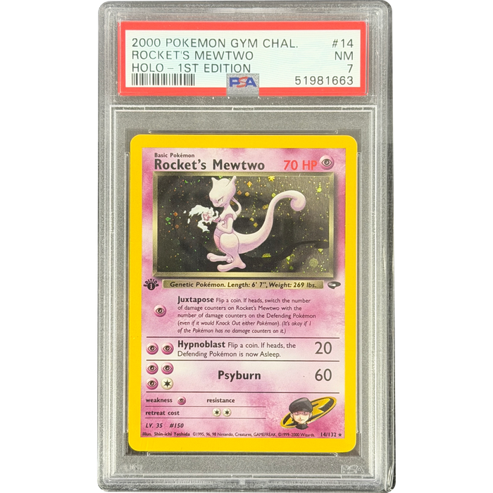 Pokemon Rocket's Mewtwo Holo Gym Challenge 1st Edition 14/132 English Graded Card PSA 7 #51981663