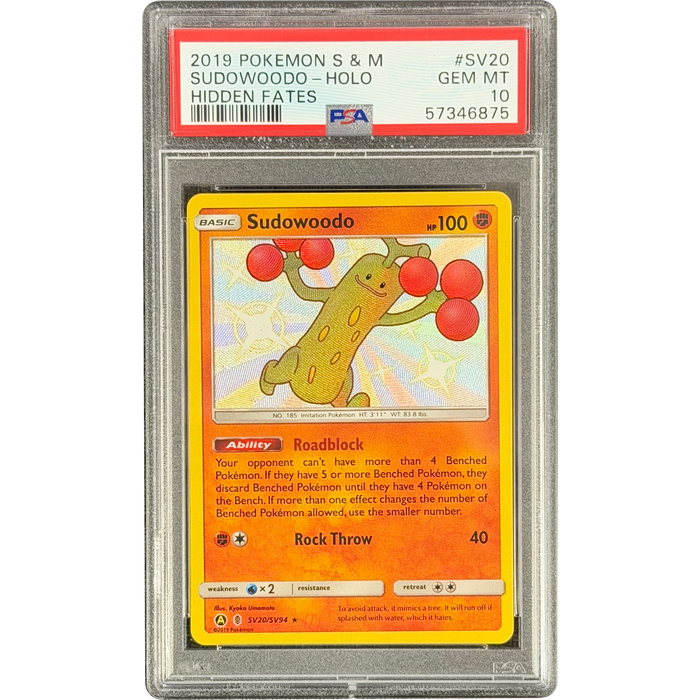 Pokemon Sudowoodo Holo Hidden Fates SV20/SV94 English Graded Card PSA 10 #57346875