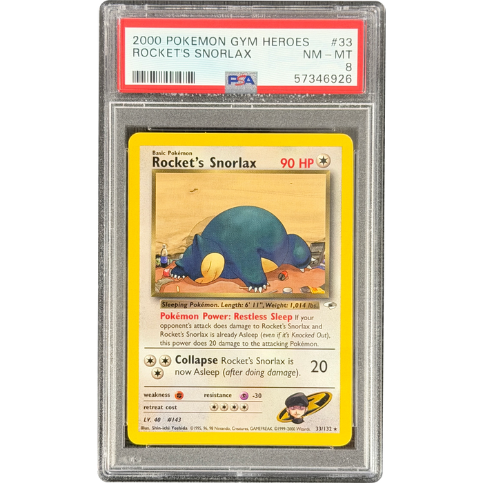 Pokemon Rocket's Snorlax Non Holo Gym Heroes 33/132 English Graded Card PSA 8 #57346926