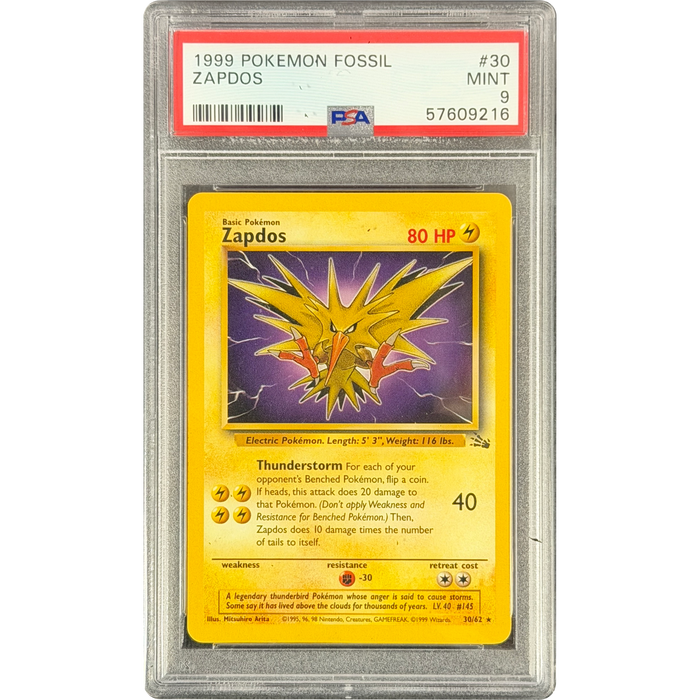 Pokemon Zapdos Non Holo Fossil 30/62 English Graded Card PSA 9 #57609216