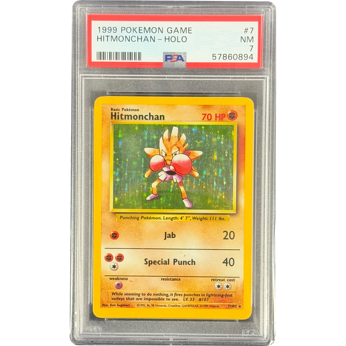 Pokemon Hitmonchan Holo Base Set 7/102 English Graded Card PSA 7 #57860894