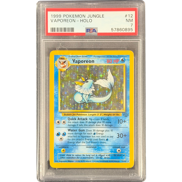 Pokemon Vaporeon Holo Jungle 12/64 English Graded Card PSA 7 #57860895