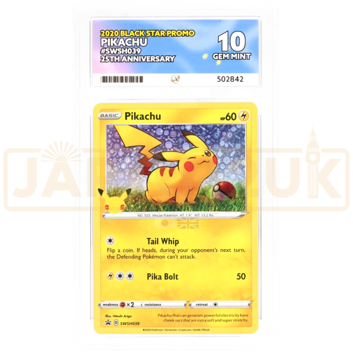 Pokemon Pikachu Holo 25th Anniversary Promo SWSH039 English Graded Card ACE 10 #502842