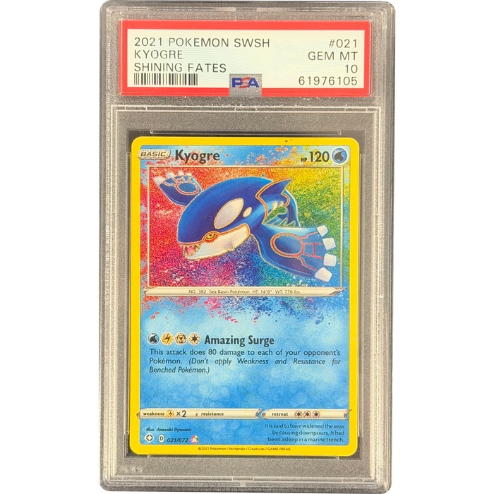 Pokemon Kyogre AR Shining Fates 021/072 English Graded Card PSA 10 #61976105