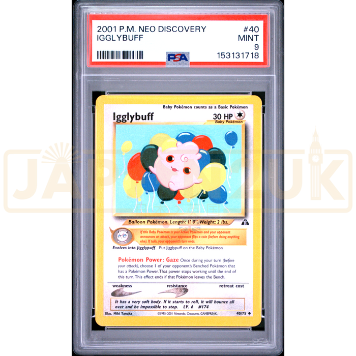 Pokemon Igglybuff Neo Discovery 40/75 English Graded Card PSA 9 #153131718