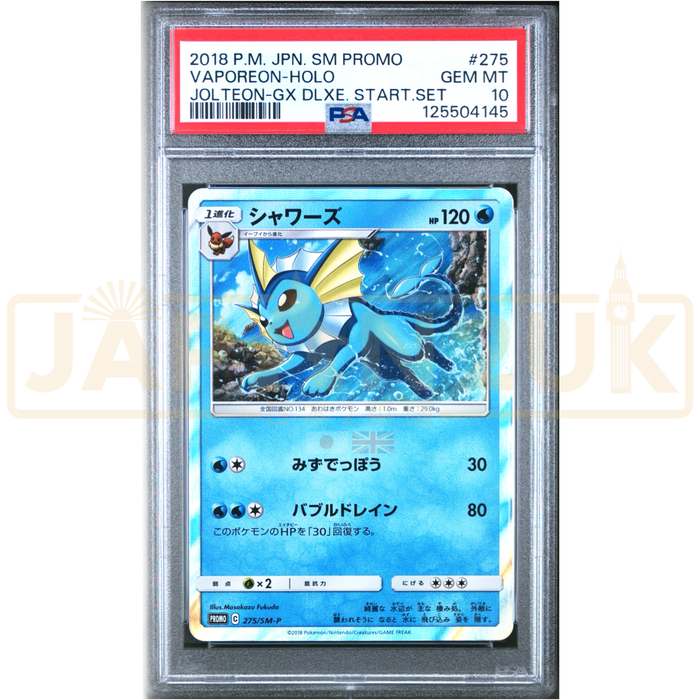Pokemon Vaporeon Holo Jolteon-GX Deluxe Starter Set Lightning Promo 275/SM-P Japanese Graded Card PSA 10 #125504145