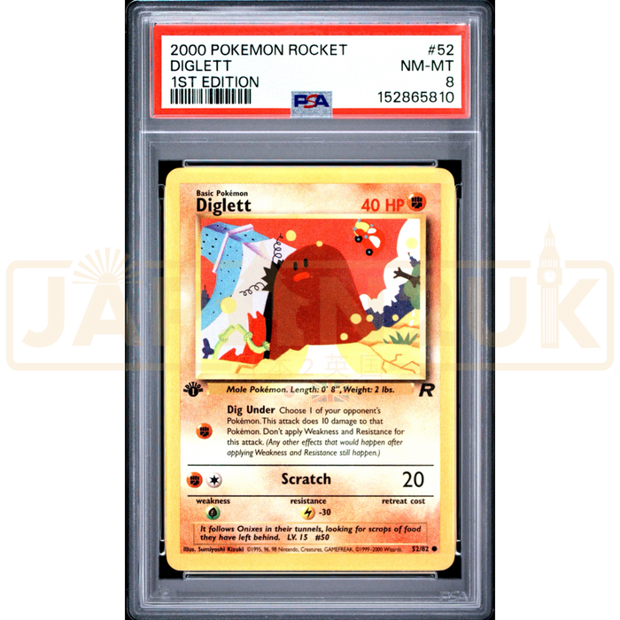 Pokemon Diglett Team Rocket 1st Edition 52/82 English Graded Card PSA 8 #152865810