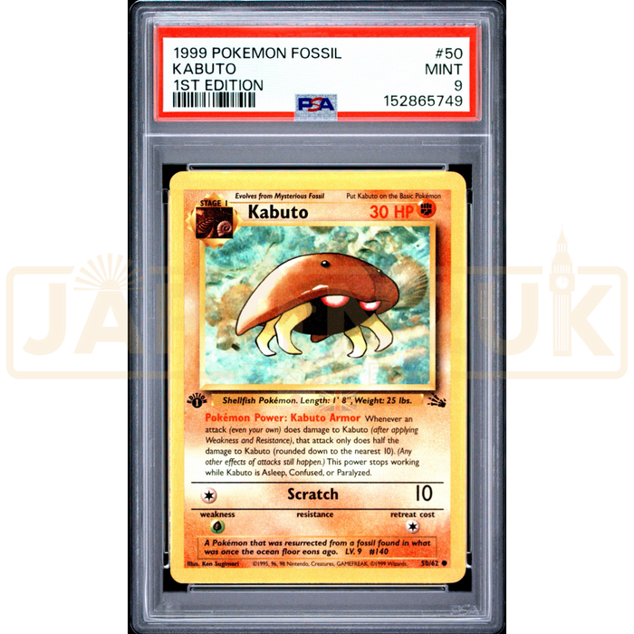 Pokemon Kabuto Fossil 1st Edition 50/62 English Graded Card PSA 9 #152865749