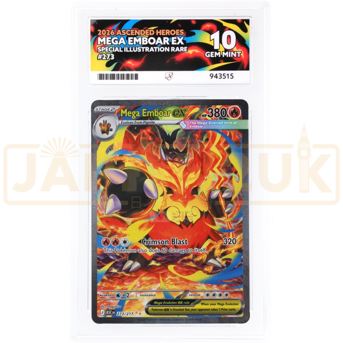 Pokemon Mega Emboar ex SIR Ascended Heroes ASC EN 273/217 English Graded Card ACE 10 #943515