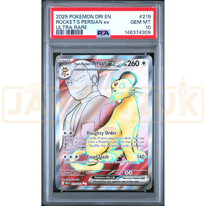 Pokemon Team Rocket's Persian ex Destined Rivals DRI EN 219/182 English Graded Card PSA 10 #146374309