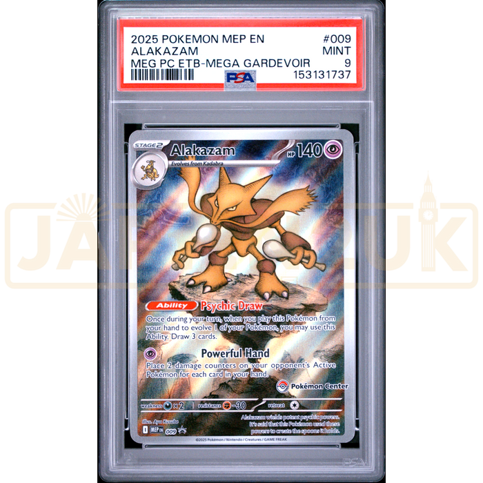 Pokemon Alakazam Holo Mega Evolution Pokemon Center Elite Trainer Box Promo MEP EN 009 English Graded Card PSA 9 #153131737