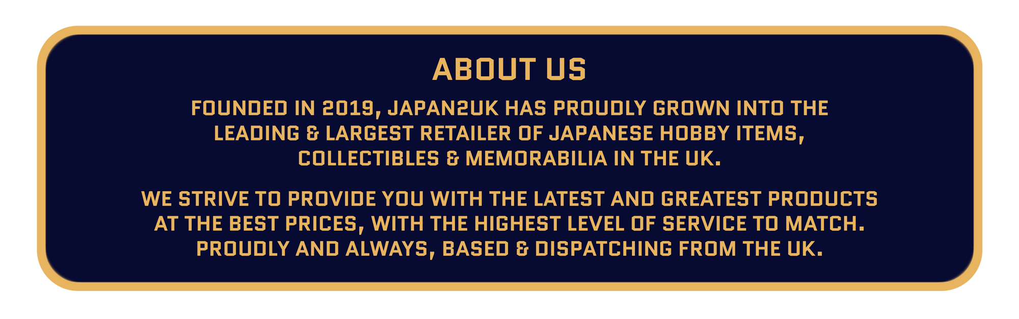 About Japan2UK Hobbies & Collectables Retailer in the UK