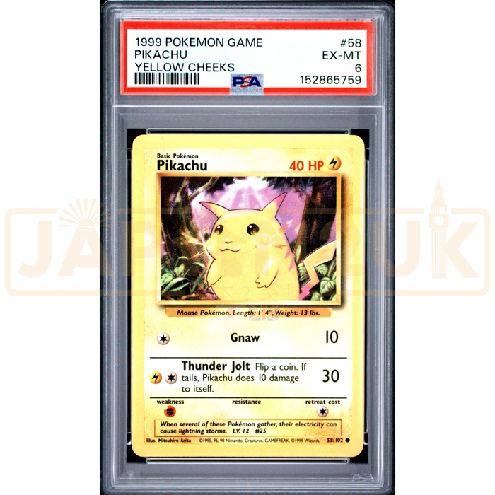 Pokemon Pikachu Base Set 58/102 English Graded Card PSA 6 #152865759