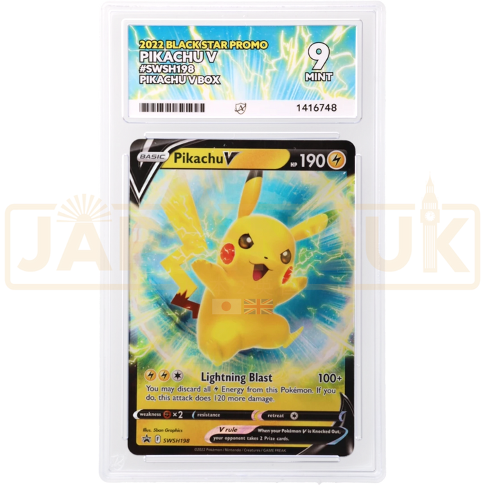 Pokemon Pikachu V Holo Promo SWSH198 English Graded Card ACE 9 #1416748
