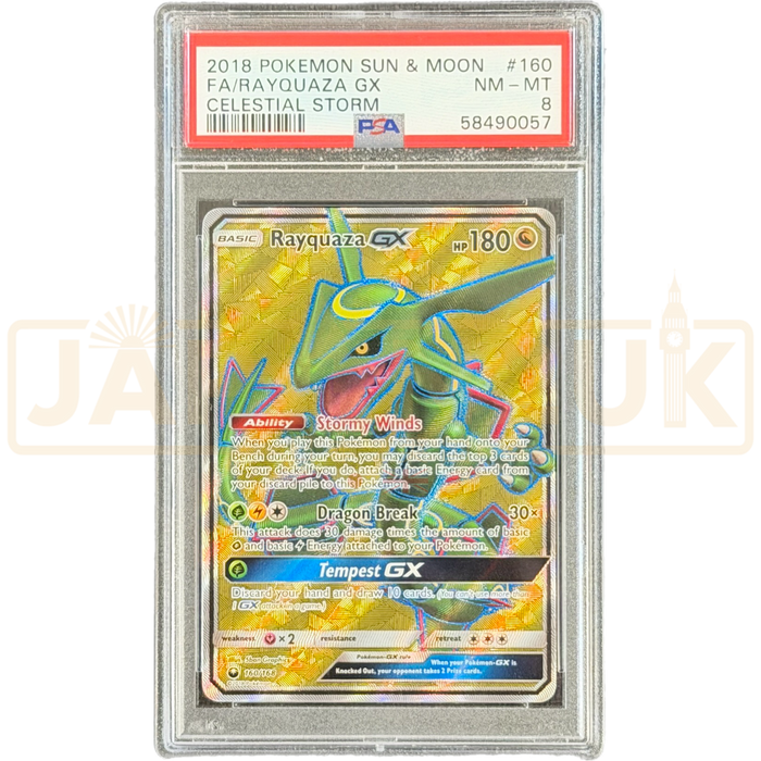 Pokemon Rayquaza GX Holo Celestial Storm 160/168 English Graded Card PSA 8 #58490057