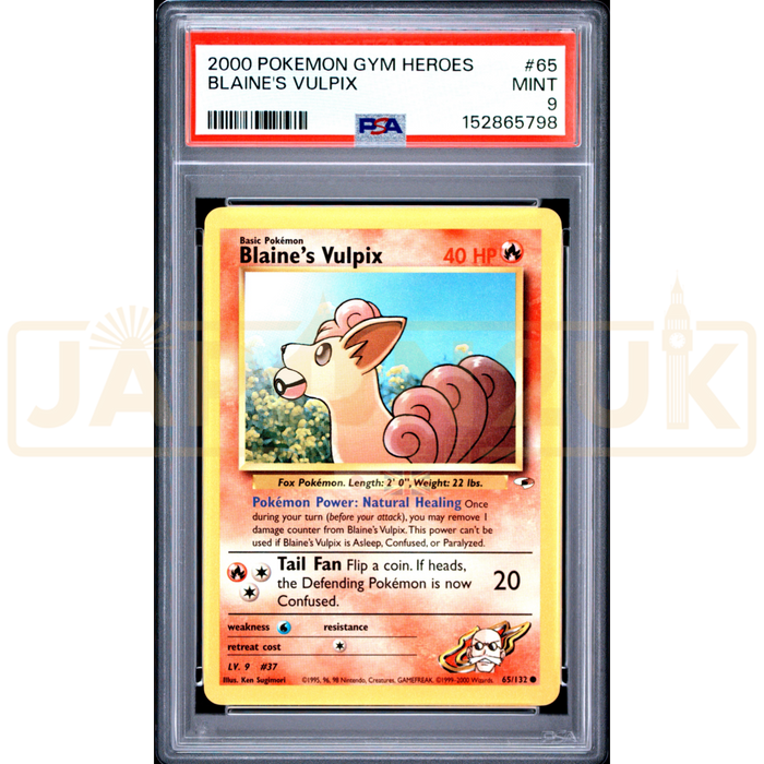 Pokemon Blaine's Vulpix Gym Heroes 65/132 English Graded Card PSA 9 #152865798