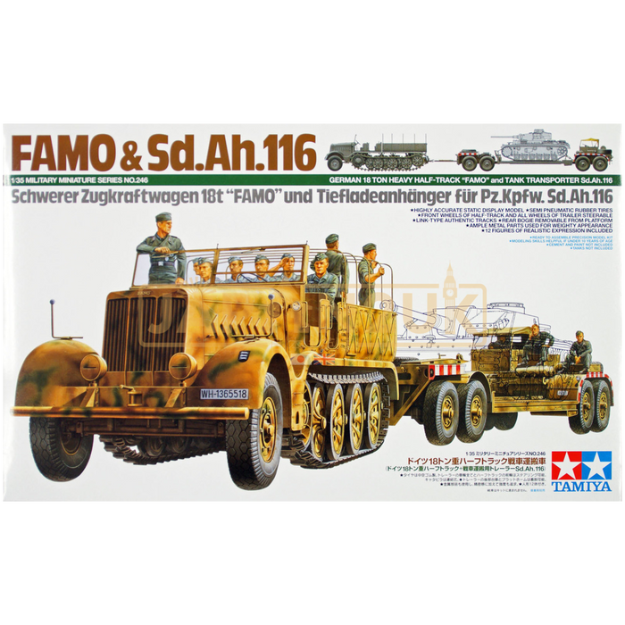 Tamiya Military - German 18 ton Heavy Half-Track Famo & Tank Transport - 1/35 - Model Kit