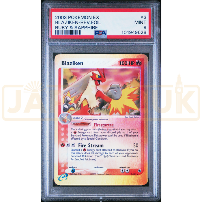 Pokemon Blaziken ex Reverse Holo Ruby & Sapphire 3/109 English Graded Card PSA 9 #101949628