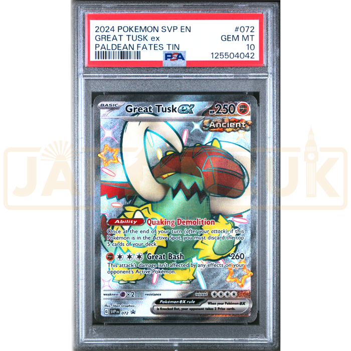 Pokemon Great tusk ex SVP EN Promo 072 English Graded Card PSA 10 #125504042