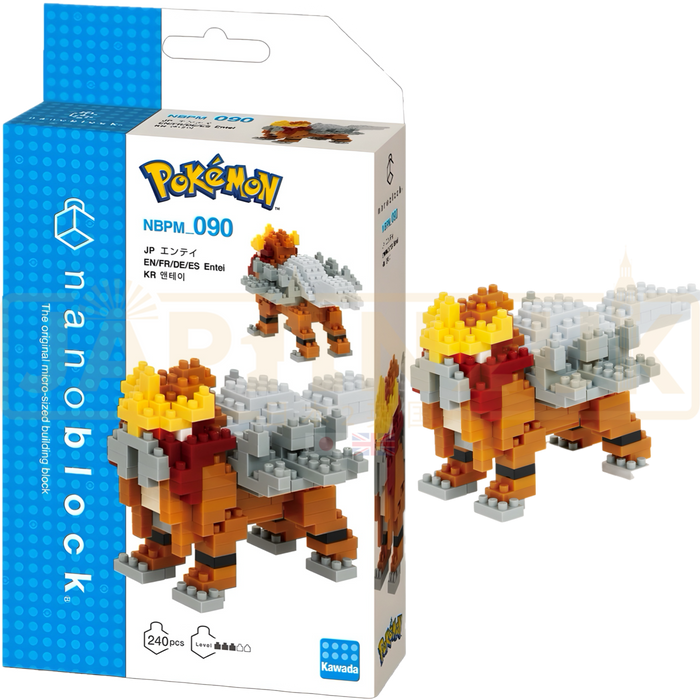 Nanoblock Pokémon Entei Set – 240 Teile, Mini-Klemmbausteine, Level 3