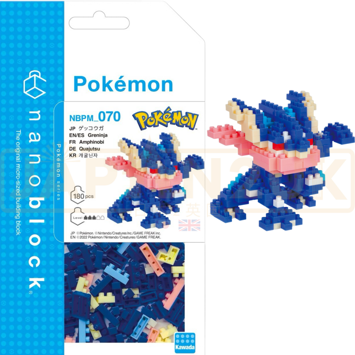 Nanoblock Pokémon Greninja - Set Da Costruzione In Miniatura 180 Pezzi, Altezza 5,8 Cm, Difficoltà 3/5, Collezionabile