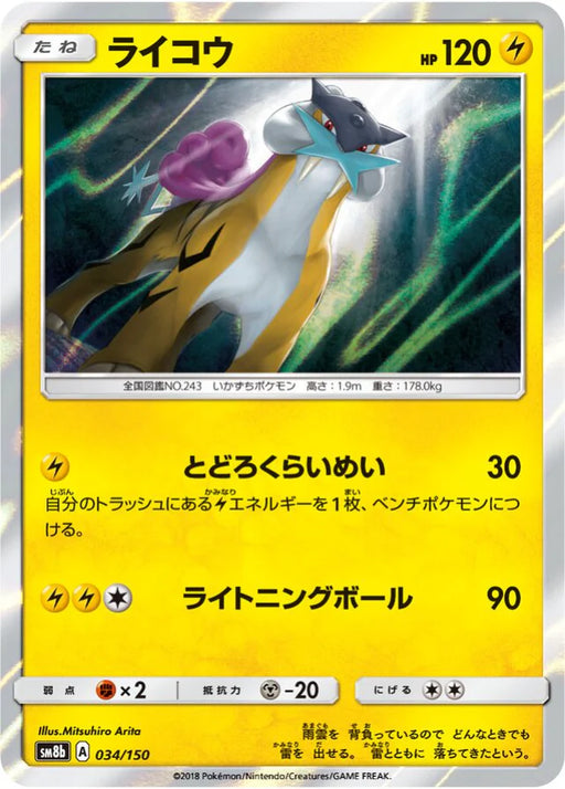 Pokemon Raikou Holo Ultra Shiny GX High Class sm8b 034/150 Japanese Single Card