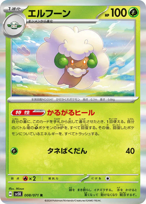 Pokemon Whimsicott Holo Wild Force sv5K 008/071 Japanese Single Card