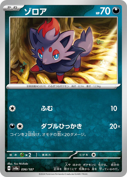 Pokemon Eeveelutions Zorua Non Holo Terastal Festival sv8a 096/187 Japanese Single Card