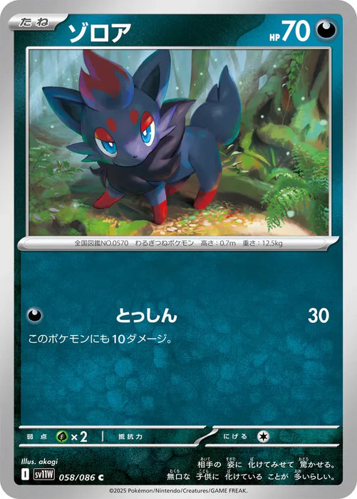 Pokemon Zorua Non Holo White Flare sv11W 058/086 Japanese Single Card