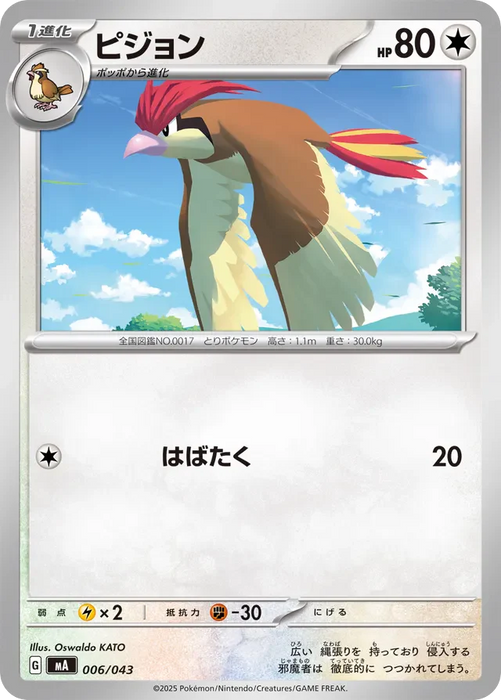 Pokemon Pidgeotto Non Holo Mega Premium Trainer Box MA 006/043 Japanese Single Card