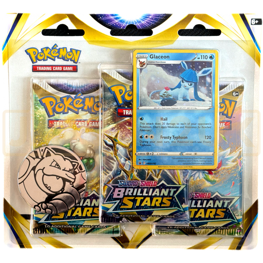 Pokemon Brilliant Stars Glaceon English 3 Pack Blister