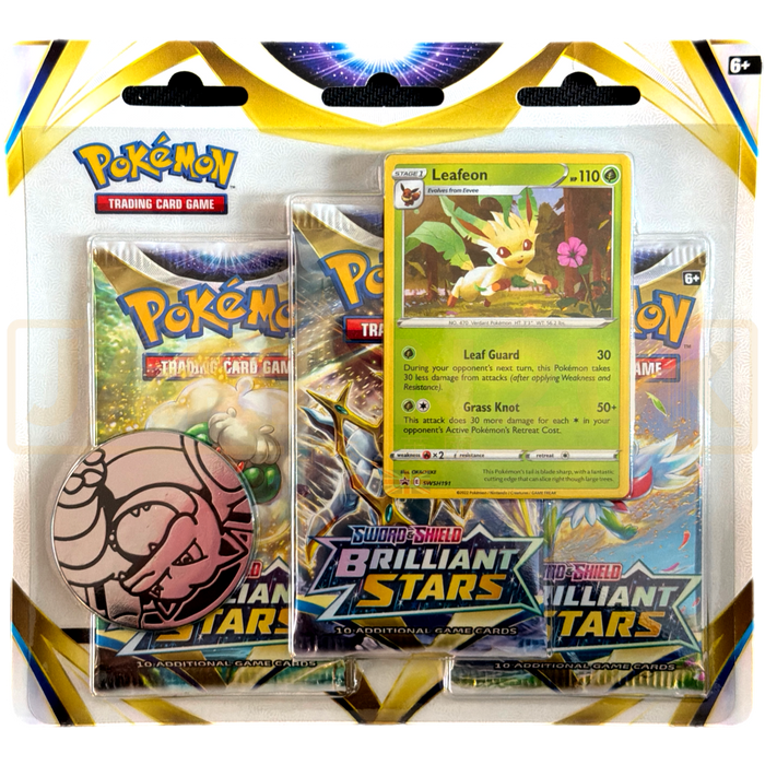 Pokemon Brilliant Stars Leafeon English 3 Pack Blister