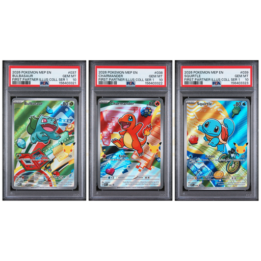 Pokemon Bulbasaur/Charmander/Squirtle Promo MEP EN 037/038/039 English Graded Cards Sequential PSA 10 Set