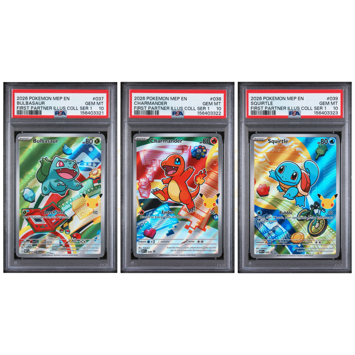 Pokemon Bulbasaur/Charmander/Squirtle Promo MEP EN 037/038/039 English Graded Cards Sequential PSA 10 Set