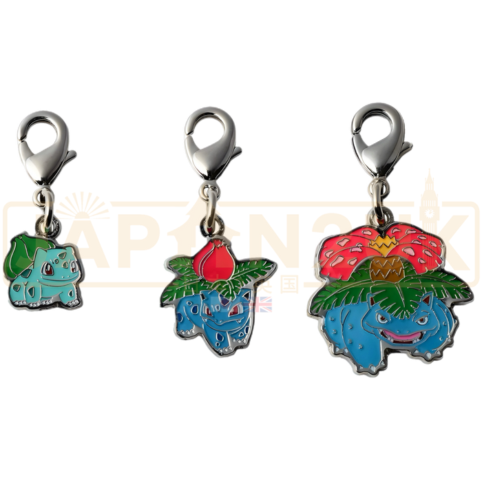 Pokemon Center Japan - 0001 / 0002 / 0003 Bulbasaur, Ivysaur & Venusaur Metal Charm/Keychain