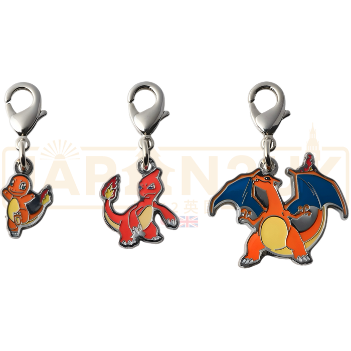 Pokemon Center Japan - 0004 / 0005 / 0006 Charmander, Charmeleon & Charizard Metal Charm/Keychain