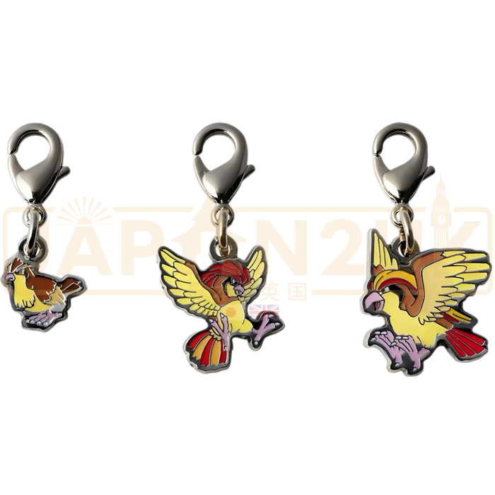Pokemon Center Japan - 0016 / 0017 / 0018 Pidgey, Pidgeotto & Pidgeot Metal Charm/Keychain