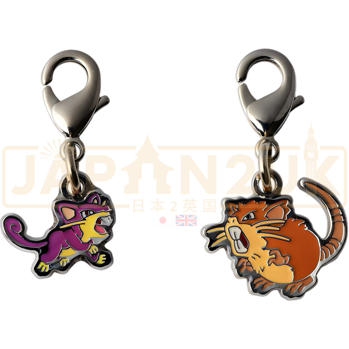 Pokemon Center Japan - 0019 / 0020 Rattata & Raticate Metal Charm/Keychain
