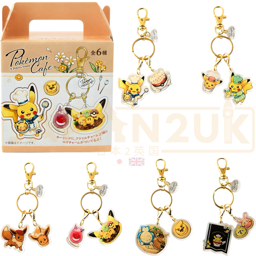 Pokemon Center Japan - 0025 / 0133 / 0094 / 0143 Pikachu, Eevee, Gengar, Snorlax Pokemon Cafe &amp; Pikachu Sweets Metal/Acrylic Charm/Keychain Blind Box