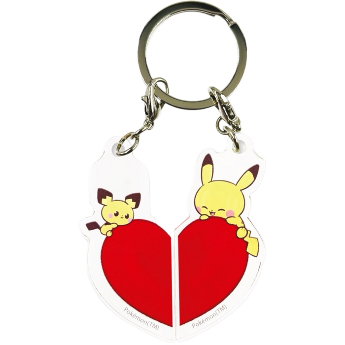 Pokemon Center Japan - 0025 / 0172 Pikachu & Pichu Heart Set Acrylic Charm/Keychain
