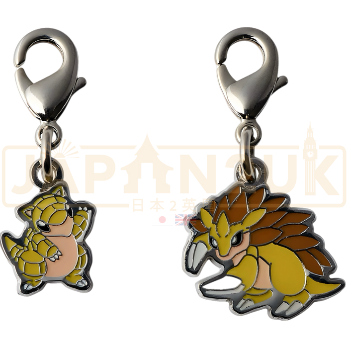 Pokemon Center Japan - 0027 / 0028 Sandshrew & Sandslash Metal Charm/Keychain