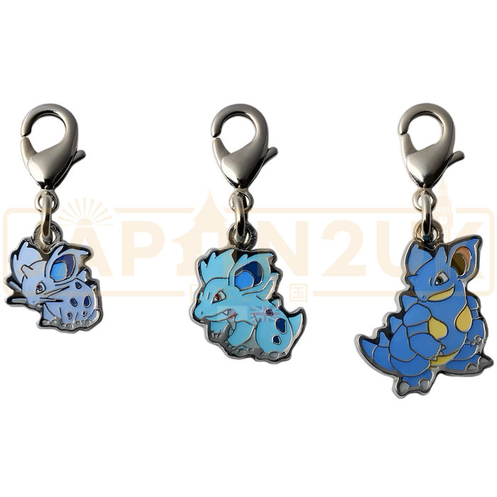 Pokemon Center Japan - 0029 / 0030 / 0031 Nidoran♀, Nidorina & Nidoqueen Metal Charm/Keychain