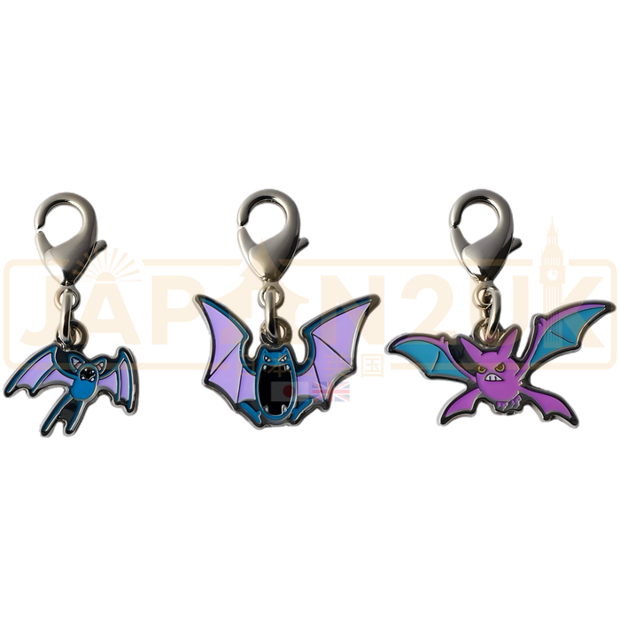 Pokemon Center Japan - 0041 / 0042 / 0169 Zubat, Golbat & Crobat Metal Charm/Keychain