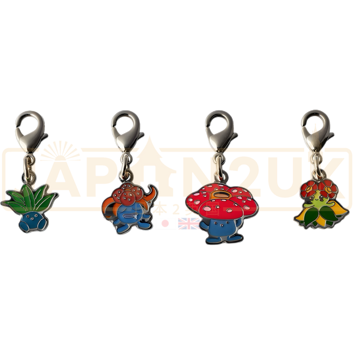 Pokemon Center Japan - 0043 / 0044 / 0045 / 0182 Oddish, Gloom, Vileplume & Bellossom Metal Charm/Keychain